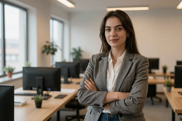 Modern Serbian woman in professional environment demonstrating independence