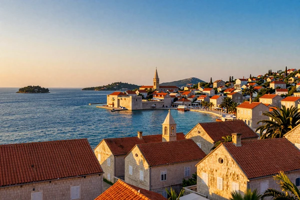 Beautiful Adriatic coast of Croatia with historic architecture